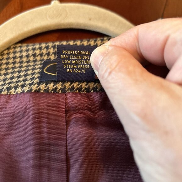 VTG Chelsea Campbell Womens Dress Jumper 8 Tan Houndstooth 100% Wool Academia - Picture 12 of 12